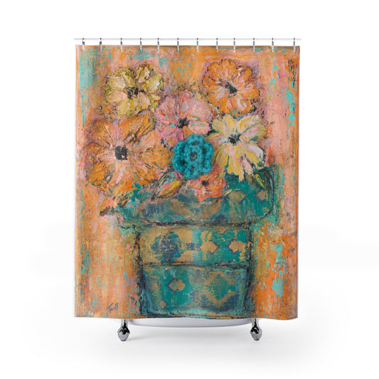 " Flourish " Abstract Floral Shower Curtain