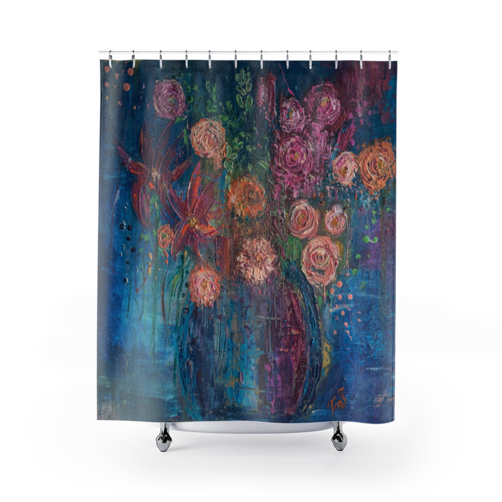 "Color My World" Floral Bouquet Shower Curtain