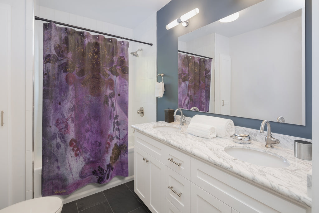 "Trailing Romance" Purple Floral Bouquet Shower Curtain