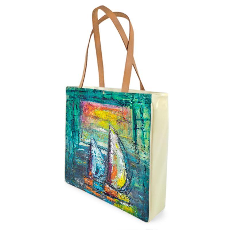 'A Quiet Morning At Sea' Abstract Sailboat Canvas Art