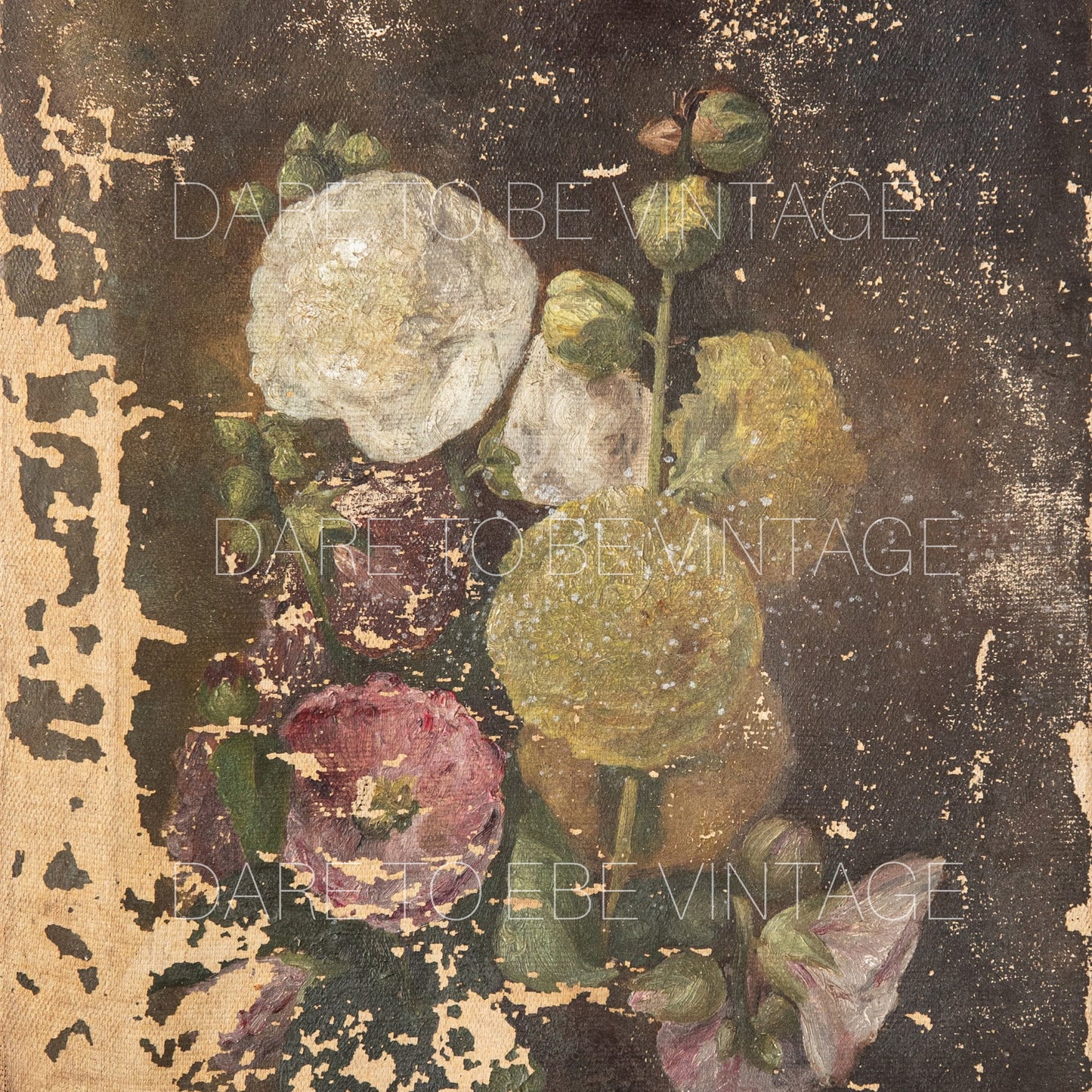 'Flirty Fleurs' Rustic Floral Print Decoupage Paper