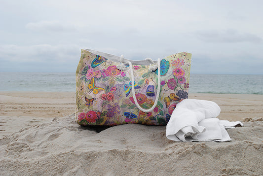 "You Give Me Butterflies" Butterflies Beach Tote Weekender Bag