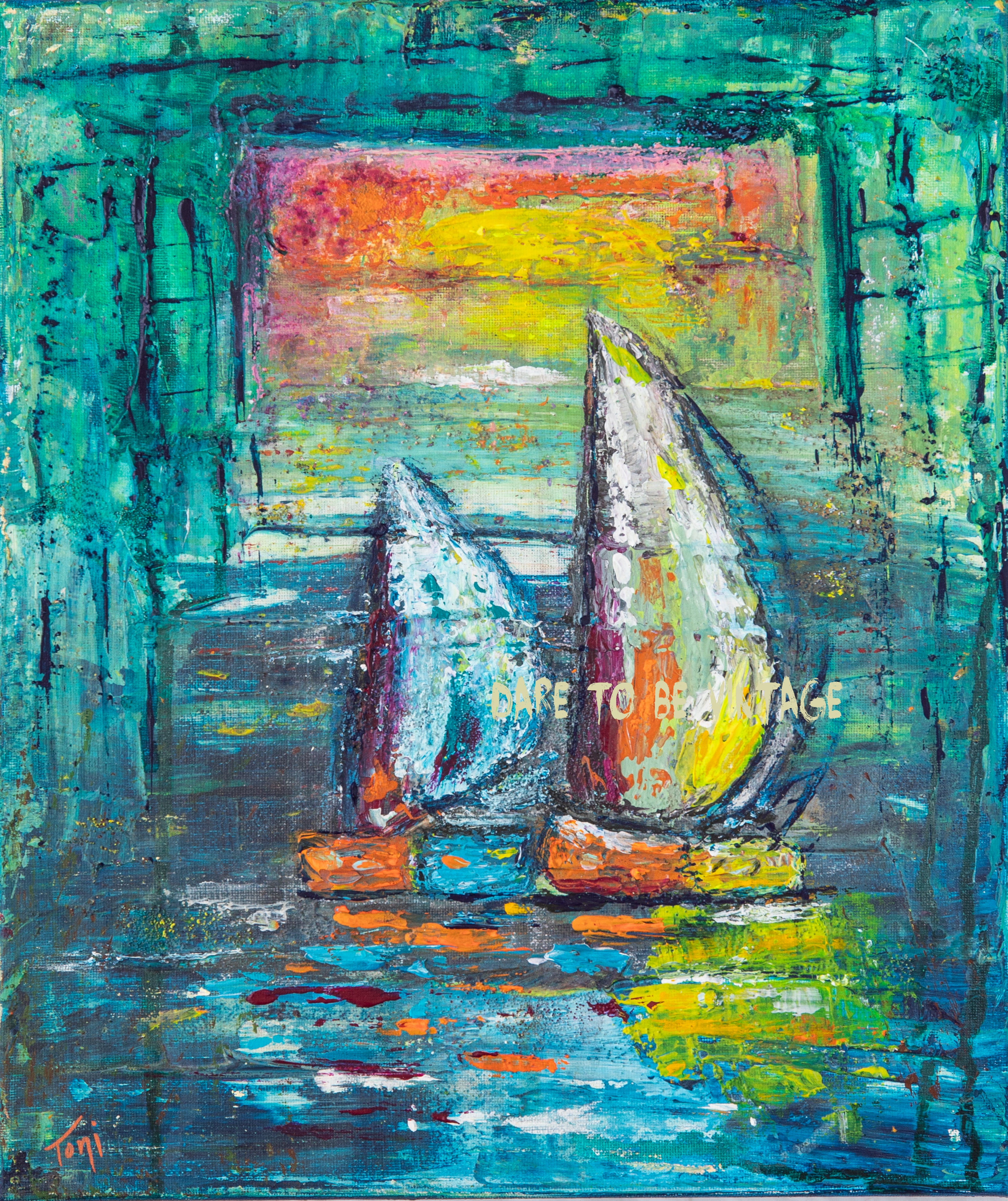 abstract sailboat painting