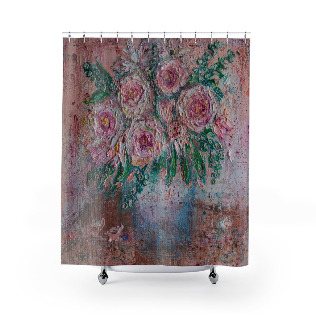 "Thrive " Floral Bouquet Shower Curtain
