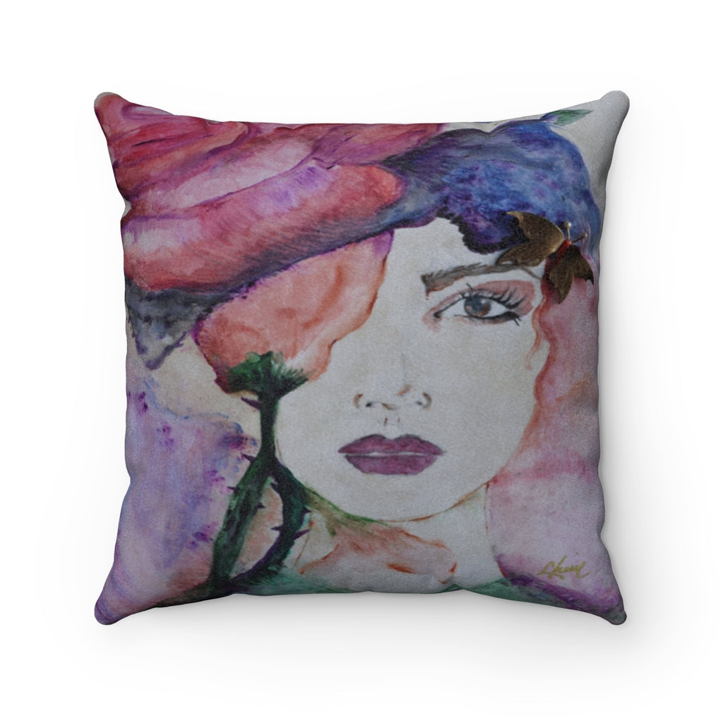 "Cover Me In Flowers" Flowers Iris Faux Suede Square Pillow