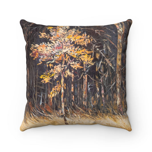"Fallin For You" Birch Trees Faux Suede Square Pillow