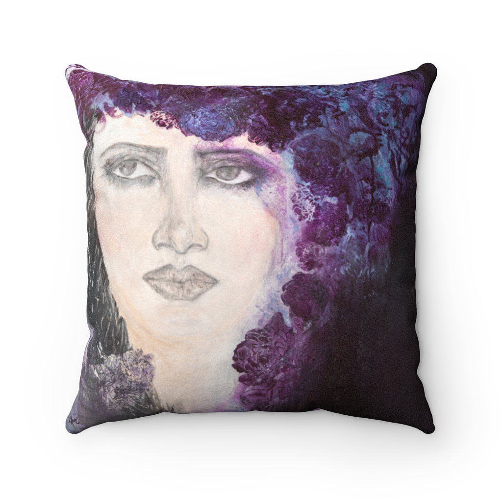 "Soul Searching' Purple Floral Art Accent Pillow