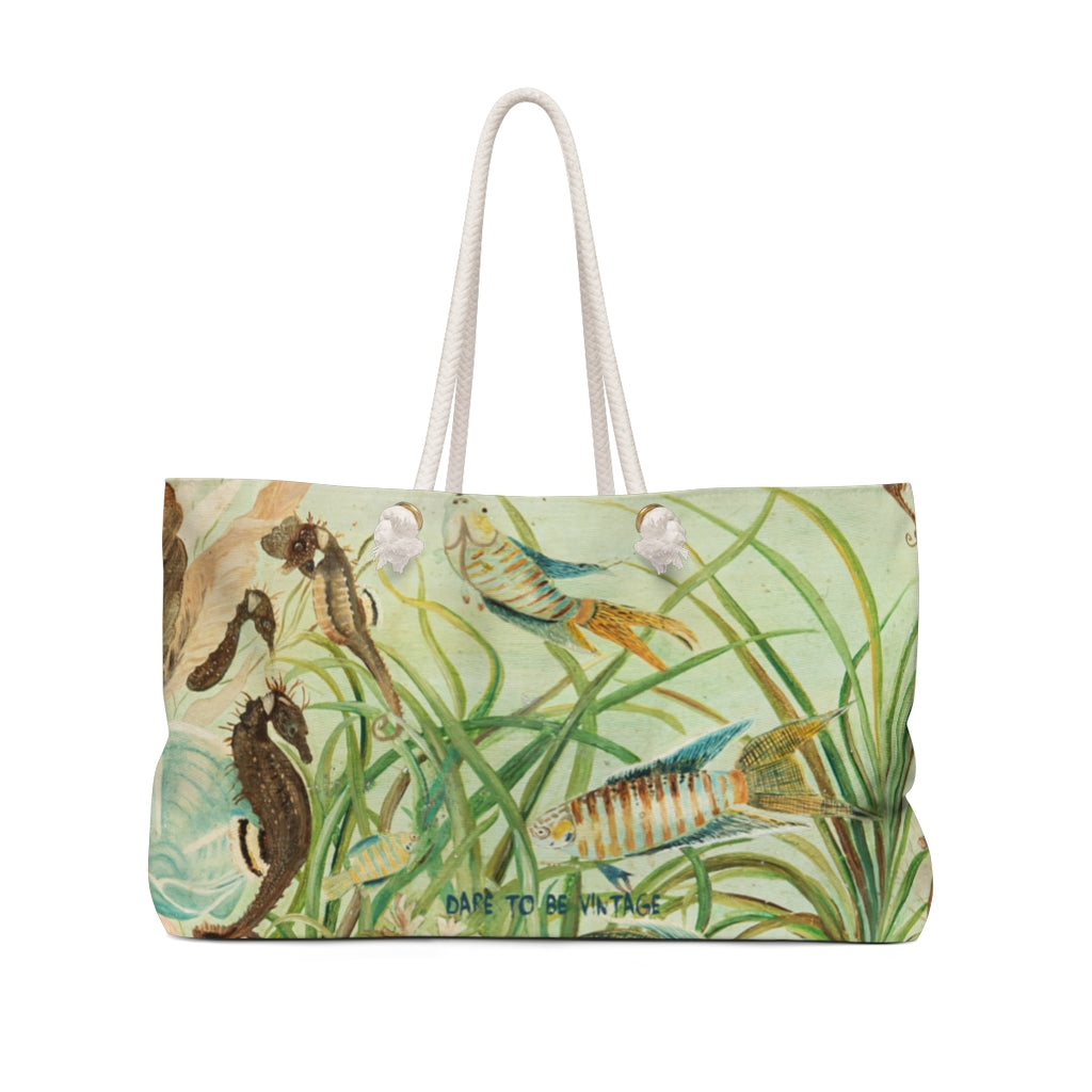 "Under The Sea" Fish Seahorse Coastal Beach Tote Weekender Bag