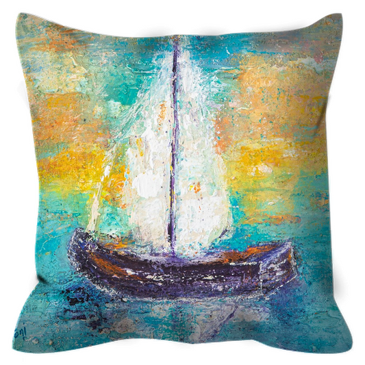 "Sail Away With Me" Outdoor Sailboat Pillow