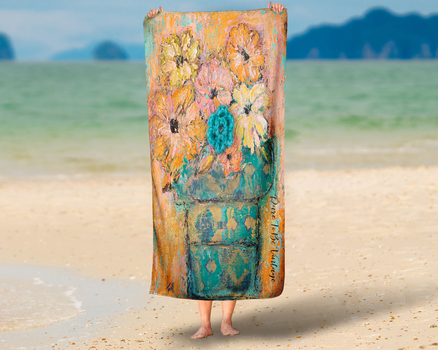 "Flourish" Floral Beach Towel