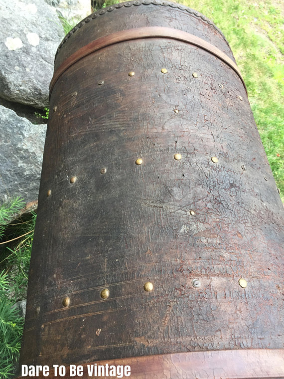 SOLD Antique 18th Century Leather Steamer Trunk