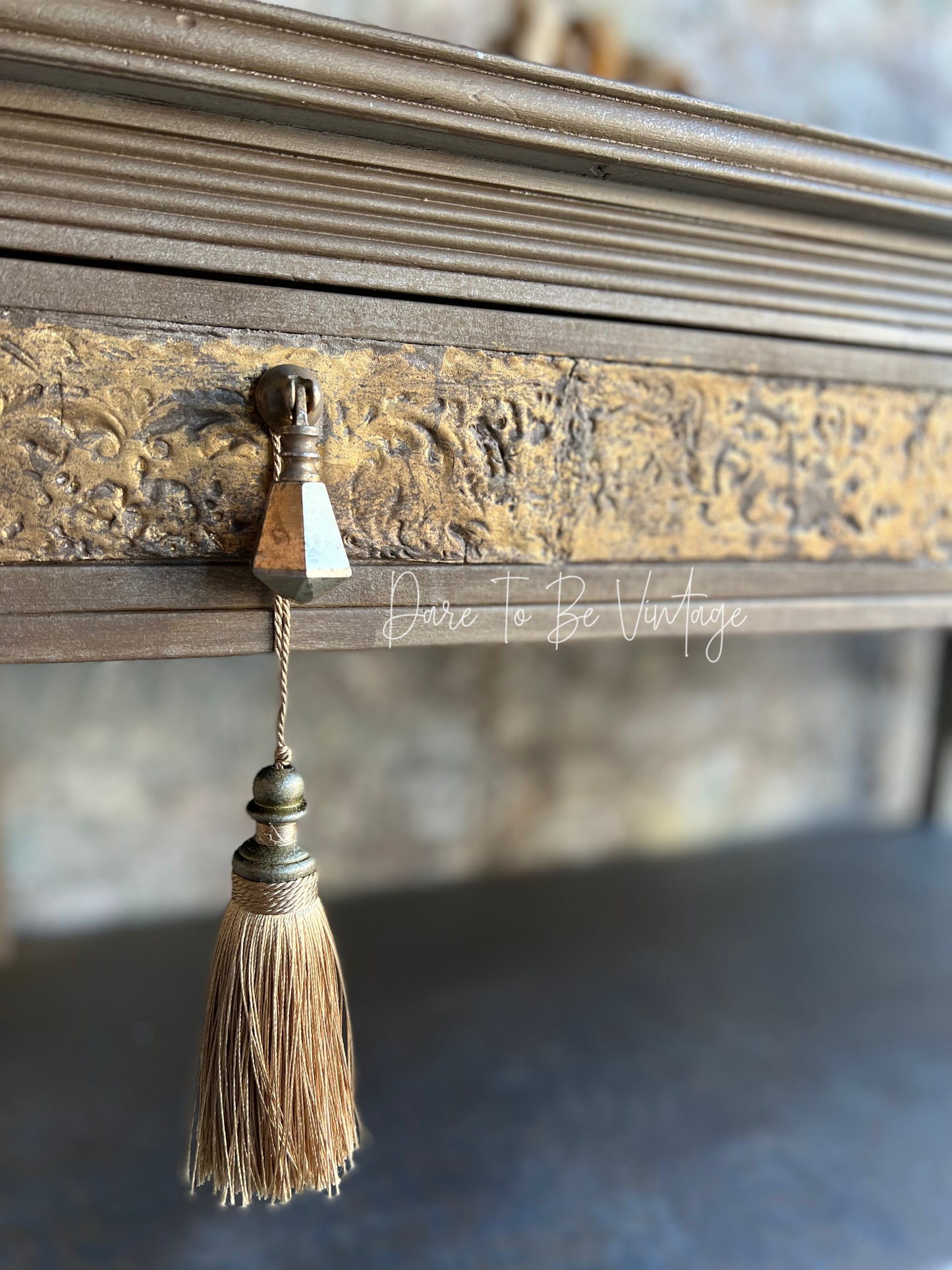 'Putting On The Ritz' Hand Painted Metallic Entryway Accent Table
