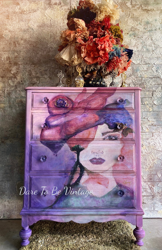 "Cover Me In Flowers" Hand Painted Dresser Cabinet
