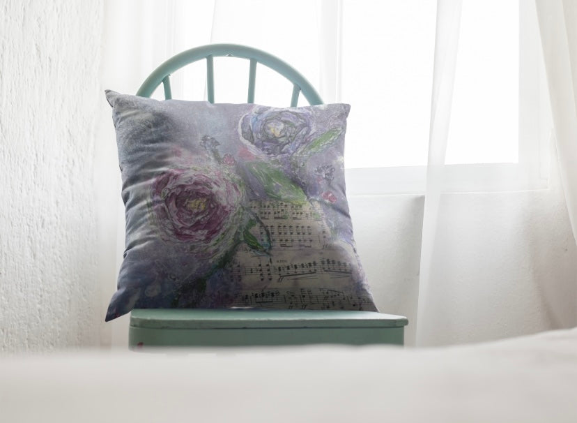 "Take A Waltz With Me' Abstract Floral Accent Pillow