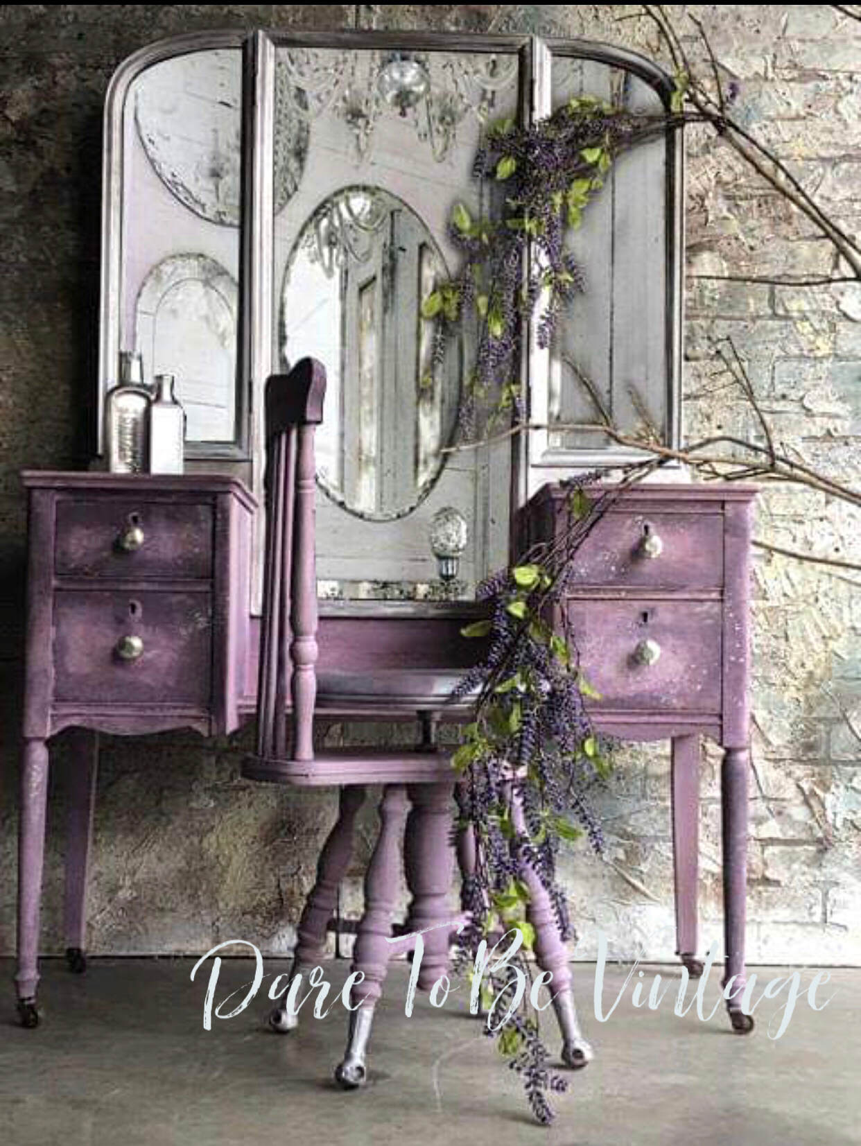 SOLD Vintage Makeup Vanity Dressing Table Rustic Elegance