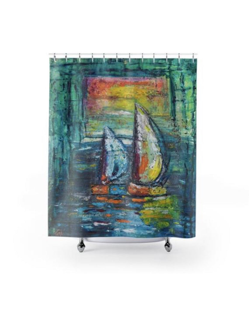 "A Quiet Morning At Sea" Abstract Sailboat Art Prints