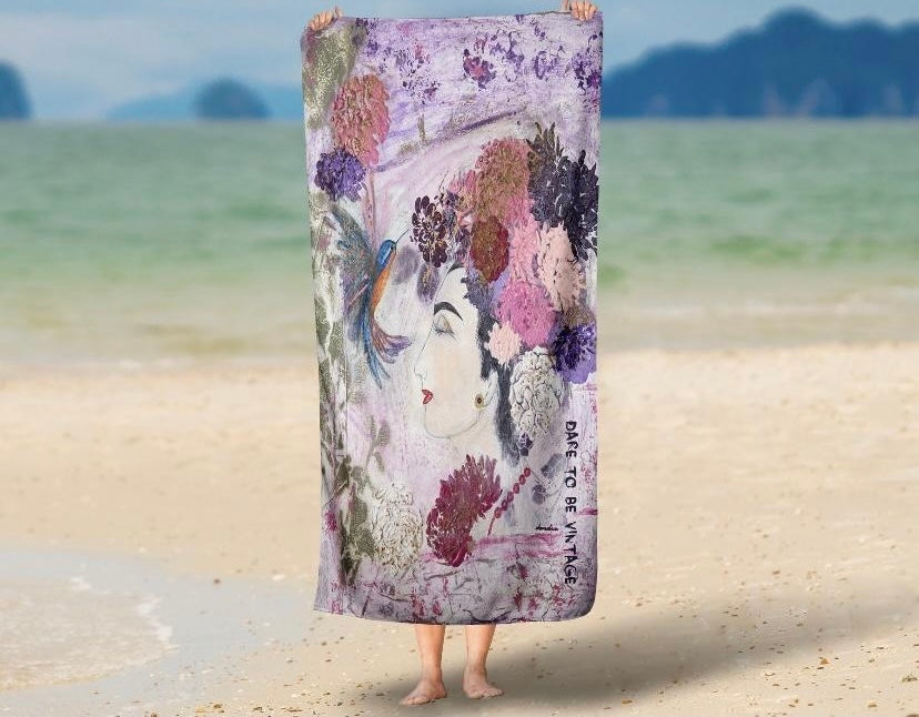 'Embrace Me With Flowers' Beach Bath Towel
