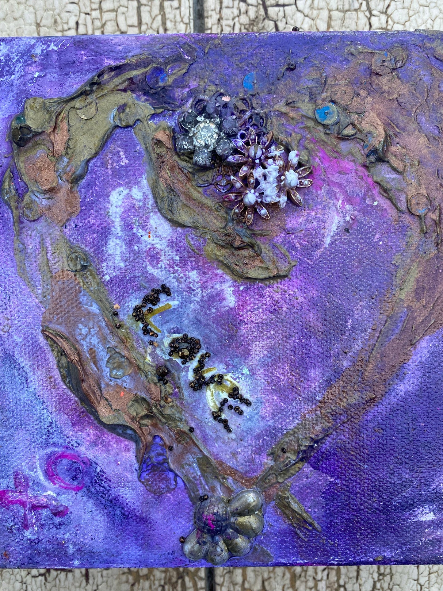 'Love Is In The Air" Mix Media Heart Shaped Artwork