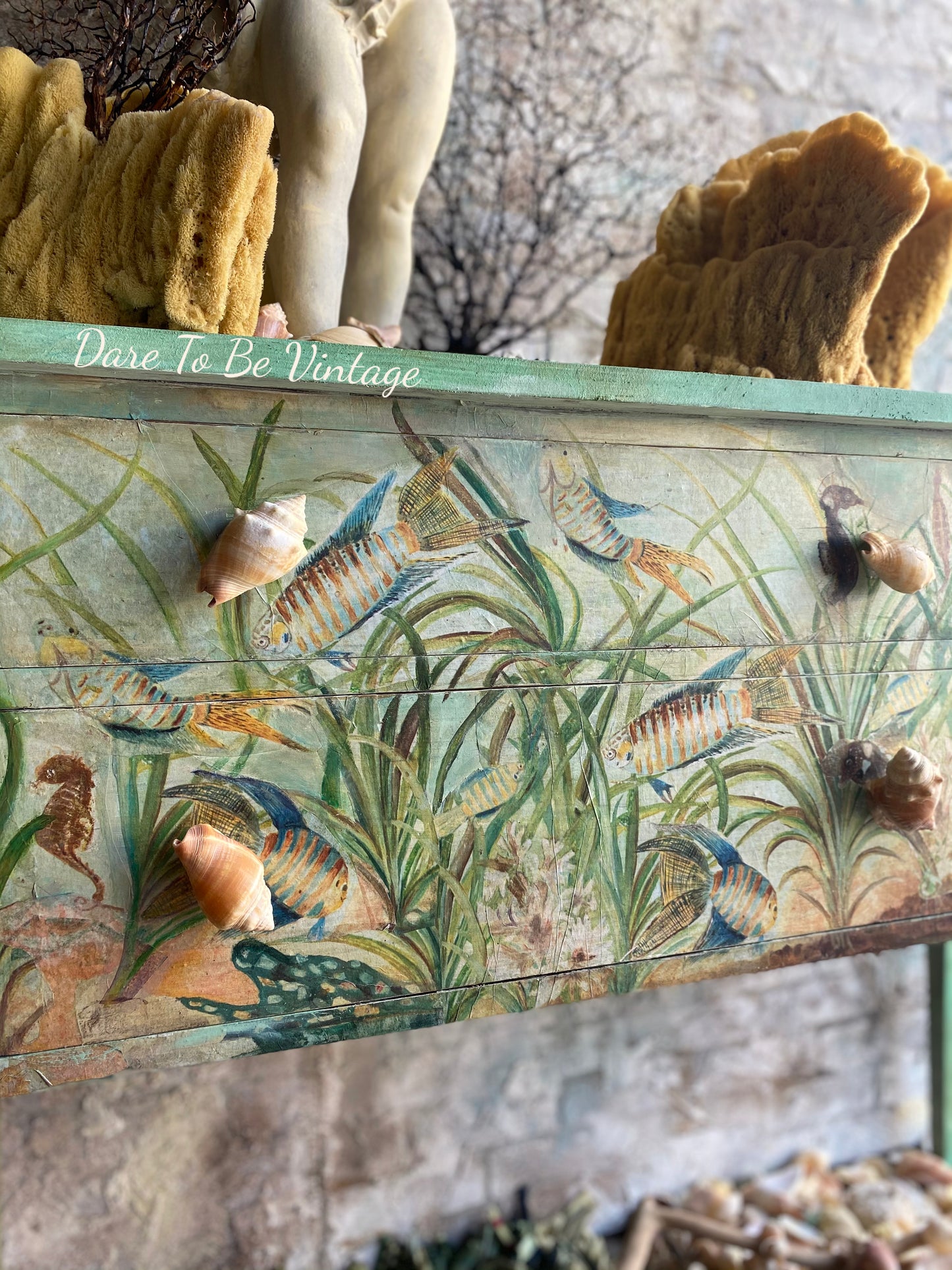 SOLD 'Under The Sea' Hand Painted Coastal Buffet Server