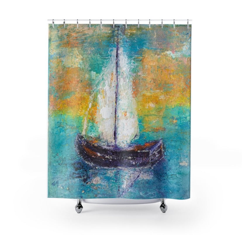 "Sail Away With Me" Abstract Sailboat Canvas Art