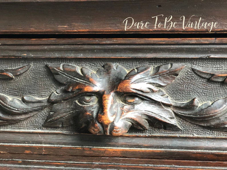 SOLD Antique Gothic Jacobean Oak Accent Table