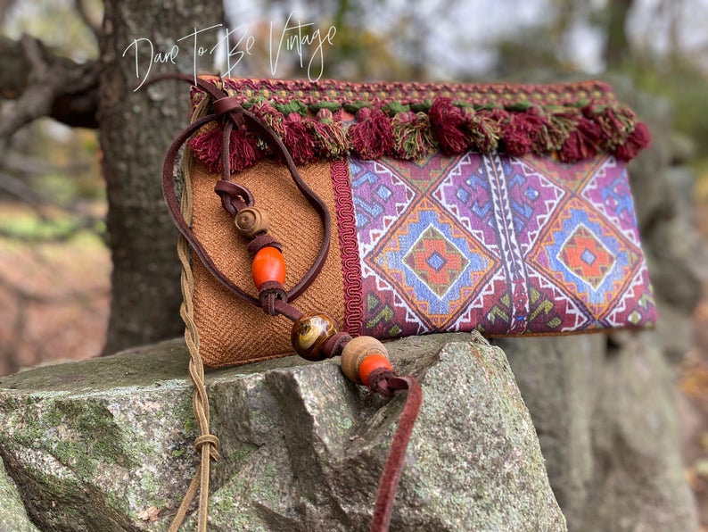 'Nomad' Handmade Vintage Inspired Textile Purse Clutch Handbag