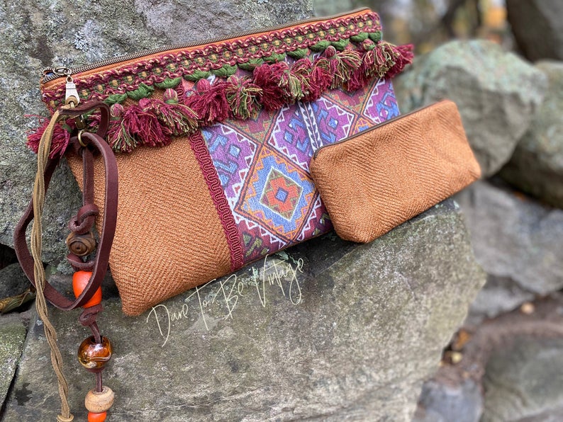 'Nomad' Handmade Vintage Inspired Textile Purse Clutch Handbag