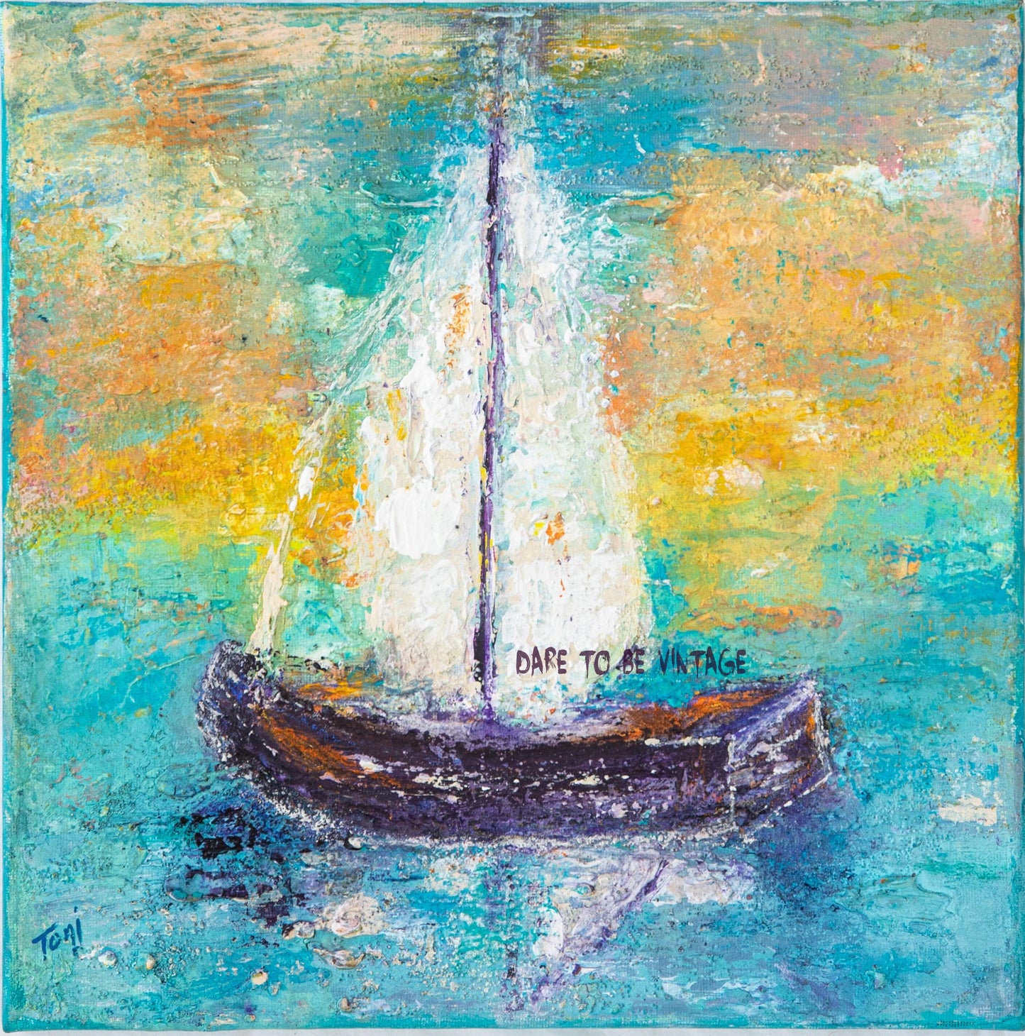 "Sail Away With Me" Abstract Sailboat Canvas Art